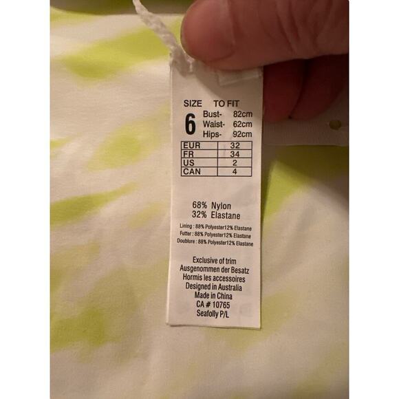 Seafolly Women's High Waist Beach Break Summer Bikini Bottom Size 2 Limeaid NWT - Picture 4 of 5
